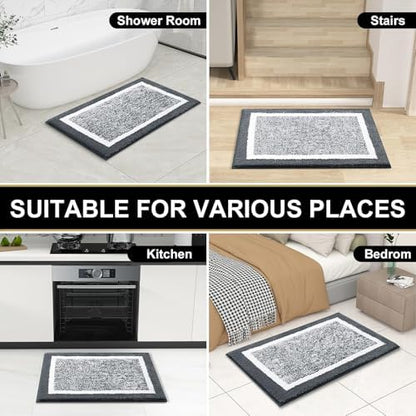 OLANLY Large Bathroom Rugs 44x32, Absorbent Microfiber Bath Rugs, Dark Grey