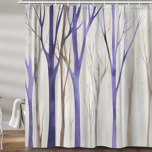Birch Forest Abstract Shower Curtain Farmhouse Bathroom Decor 60X72 Inch