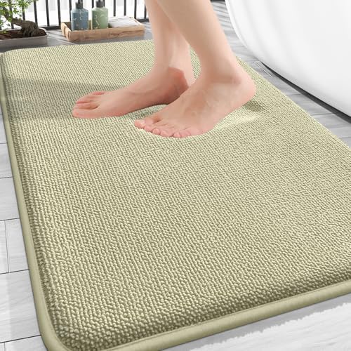 OLANLY Thick Memory Foam Bathroom Rugs 30x20, Absorbent Bath Mat, Vanilla