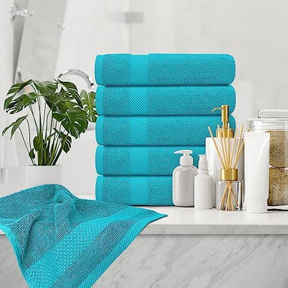White Classic Luxury Aqua Hand Towels - Soft 100% Turkish Cotton | Highly Absorbent Hotel spa Bathroom Towel Collection | 16x30 Inch | Set of 6
