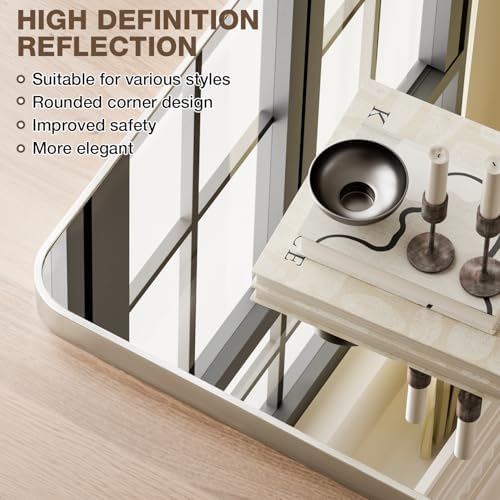 20"x30" Bathroom Mirror for Over Sink, Brushed Nickel Vanity Mirror