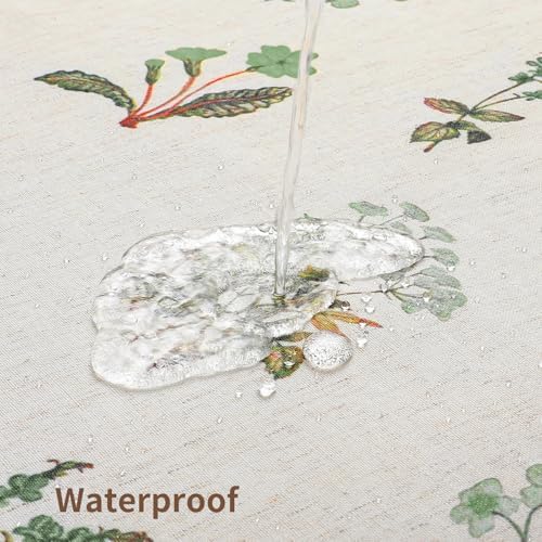 Colorful Star Farmhouse Green Floral Linen Shower Curtain, 72" W x 72" L