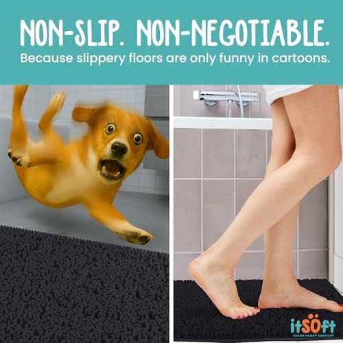 Runner Chenille Bath Mats 71"x21", Plush Absorbent Quick Dry, Soft & Machine Washable, Non Slip Carpet for Bathroom, Thick Bathroom Rugs, Shower Restroom Rug Mat, Alfombras De Bano, Bathrugs