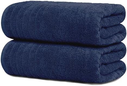 Tens Towels 2 Piece Extra Large Bath Sheets 35 x 70 Inches, Navy