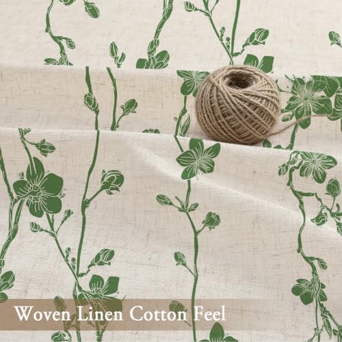 Gibelle Green Farmhouse Linen Shower Curtain, Boho Floral Fabric, 36 x 72