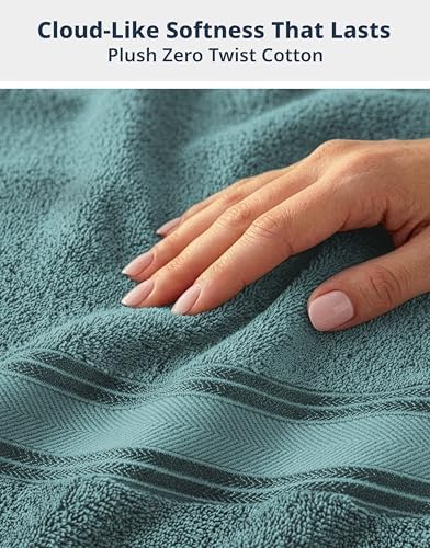 LANE LINEN Bath Towel Set 100% Cotton 12 Piece Soft Absorbent - Teal