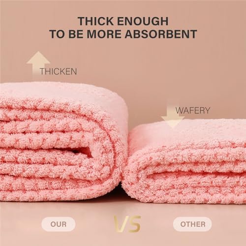 MaopaoBeauty 2 Pack Microfiber Hair Towel Wrap for Women, Lint Free Quick Drying Hair Turban for All Hair Style, Absorbent and Lightweight Hair Towel for Daily Use, Hot Pink