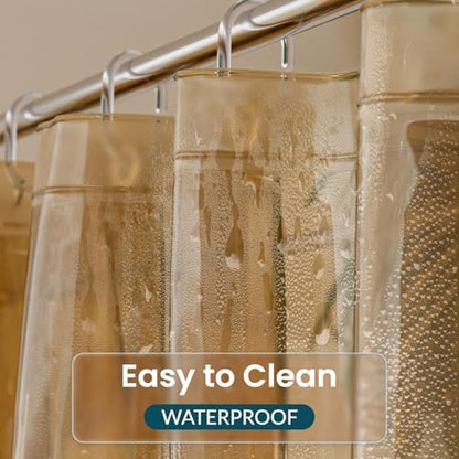Titanker Shower Curtain Liner, Plastic Shower Liner PEVA 72 x 72 Lightweight Waterproof Shower Curtains for Bathroom with Magnets and Grommets, Clear Amber
