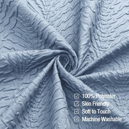 Gibelle 36x72 Small Stall Shower Curtain, Ombre Fog Blue Embossed Half Bath Curtain