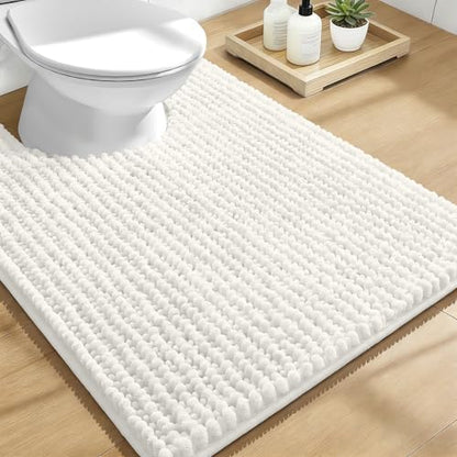 OLANLY Thick Chenille Toilet Rugs U-Shaped 24x20, Ivory