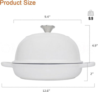 Dutch Oven for Bread Baking Bread Oven for Sourdough Bread Baking, Enameled Cast Iron Dutch Oven Pot with Lid 5 qt Cast Iron Bread Pan, White