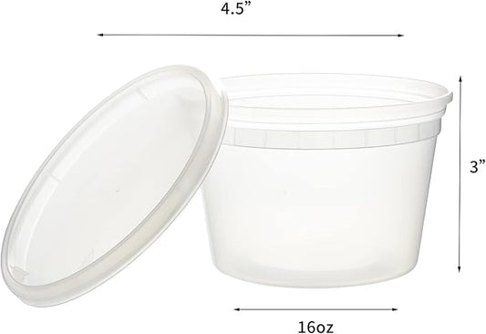 [240 Set - 16 oz.] Plastic Deli Food Storage Containers With Lids, Disposable togo containers for soup, Meal Prep, Slime | BPA Free | Stackable | Leakproof | Microwave | Dishwasher | Freezer Safe