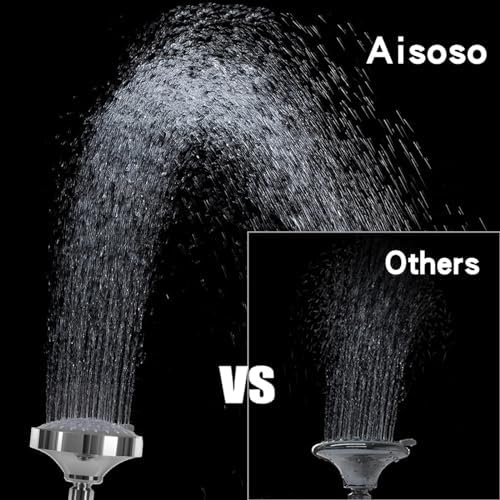 AISOSO High Pressure Rain Shower Head 2PCS 5 Modes 4.1 Inch Chrome