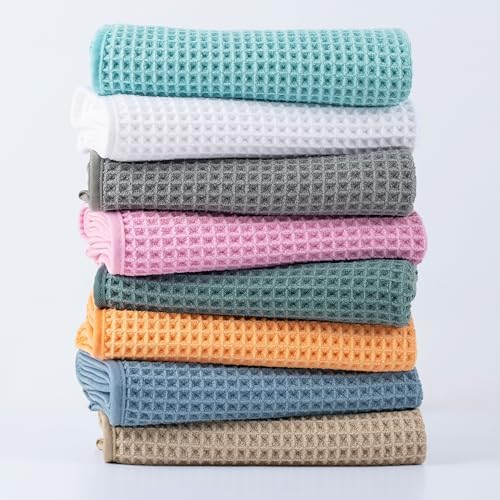 MICROFI New Microfiber Waffle Bath Towels, 3 Pieces, Oversized, Soft, Absorbent, Fast Drying, Lint Free, Includes Bath, Face and Hand Towels 430 GSM