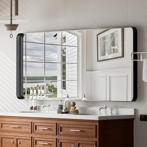 VooBang Bathroom Mirror 30"x48", Black Gorgeous Deep Frame Wall Mirror