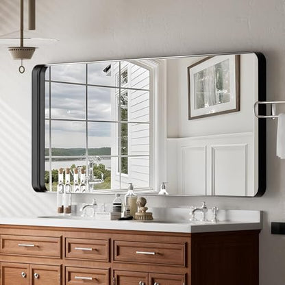 VooBang Bathroom Mirror 30"x48", Black Gorgeous Deep Frame Wall Mirror