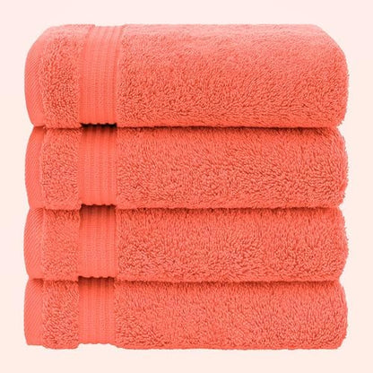 American Veteran Towel, Hand Towels for Bathroom Set of 4, 100% Cotton Turkish Hand Towel Sets, Soft Hand Face Towels, Coral Hand Towels