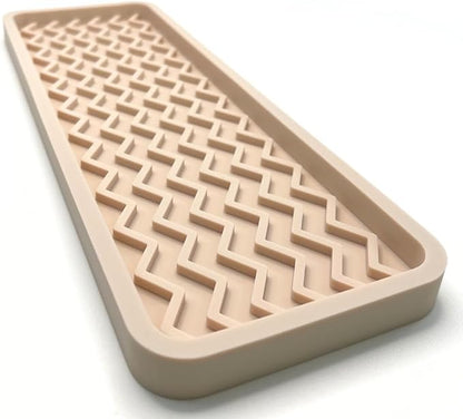 Silicone Sink Organizer Tray, Rectangular, Modern Style, Heat Safe, Dishwasher Safe, for Bathroom and Kitchen Organization (Sand Dollar, 12"x4", Chevron Pattern)