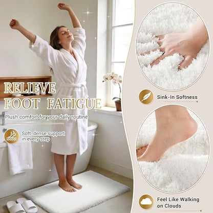 Yimobra Bath Rugs for Bathroom 32X20, Ultra Soft and Water Absorbent Bath Mats, Non Slip Plush Shower Mat Outside, Microfiber Thick Matts for Bathroom Floor/Tub, Machine Washable, Off White