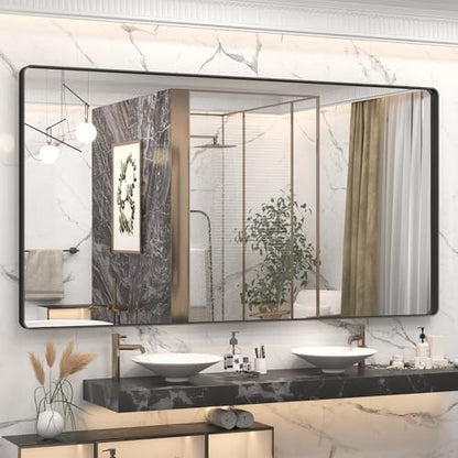 66x36 Inch Black Metal Framed Bathroom Mirror for Wall