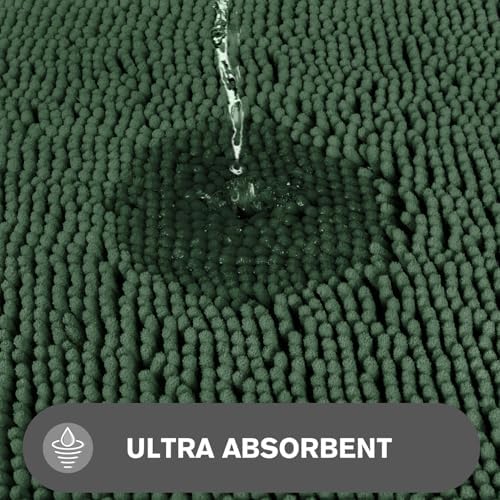 Bathroom Runner Rug 24 x 60 Inch – Extra Large Long Bath Mat | Absorbent and Washable Thick Chenille Bath Rug Non-Slip Runner Rug for Bathroom, Shower, Sink(Hunter Green)
