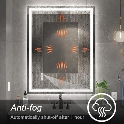 Ratsamee 28"x36" LED Bathroom Mirror with Lights, Backlit + Front Lit