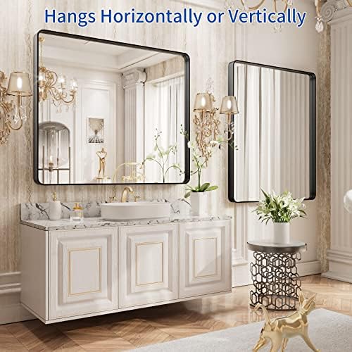 WEER Black Bathroom Vanity Mirror 36X30 Inch