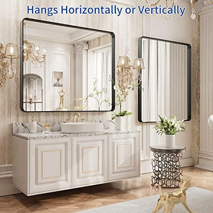 WEER Black Bathroom Vanity Mirror 36X30 Inch