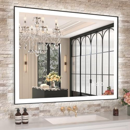 Amorho LED Bathroom Mirror, 40"x32" Frontlit&Backlit, Controlled Separately