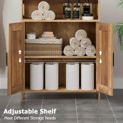 Homhedy Farmhouse Bathroom Storage Cabinet with Doors, Small Floor Cabinet