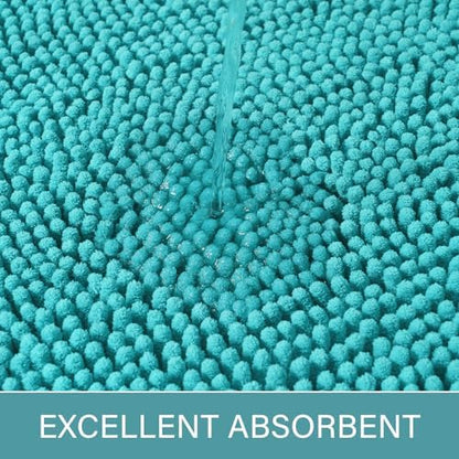 LOCHAS Luxury Bathroom Rug Shaggy Bath Mat 24 x 48 Inch, Teal Blue