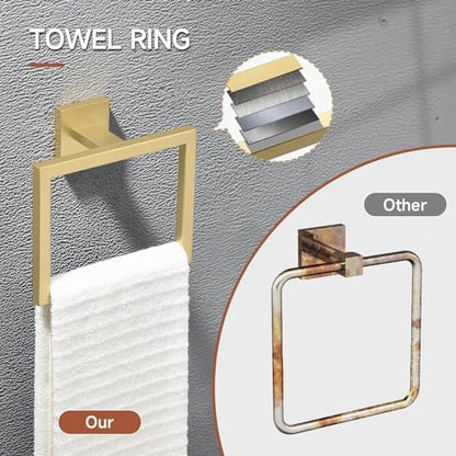 TQKAG 5 Piece Brushed Gold Bathroom Accessories 23.6" Bathroom Hardware Set