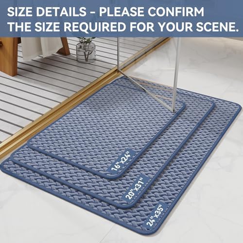 YDKGL Bathroom Rugs Non Slip, Foam Weave Texture Bath Mat, Blue 16x24