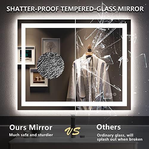 40x32 LED Bathroom Mirror with Lights, Lighted Vanity Mirror