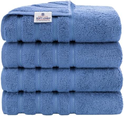 American Soft Linen 100% Cotton Luxury Turkish Towels, 4 PC Bath Towel Set