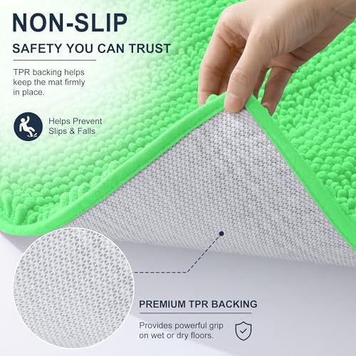 Smiry Thick Small Chenille Bathroom Rugs 24x16, Soft Bath Mat, Mint Green
