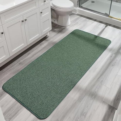 Bosap Bath Mat,Ultra Thin Bathroom Runner Rugs,Large Bath Mats for Bathroom,Quick Dry,Non-Slip,Machine Washable,Low Pile,Bath Rug,Shower Outside,Sink,Home Decor Accessories.Green,2'x5'（24x60inch）