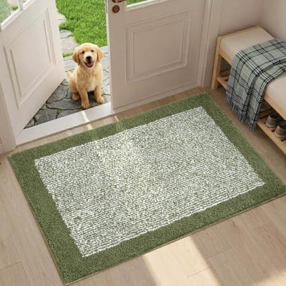 Bathroom Rugs 30x20 Non Slip Washable, Soft Absorbent Bath Mat Olive Green