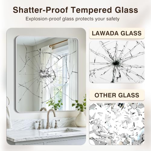 Vanity Bathroom Mirror, 36”x30” Silver Bathroom Mirror for Over Sink