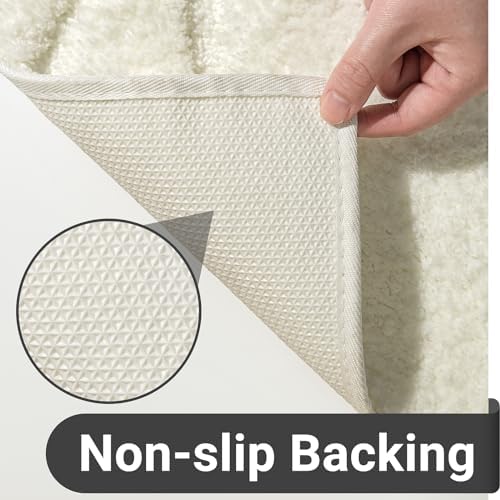 DEXDE White Bathroom Rugs Runner 24x60 Non Slip Long Mat for Floor Shower