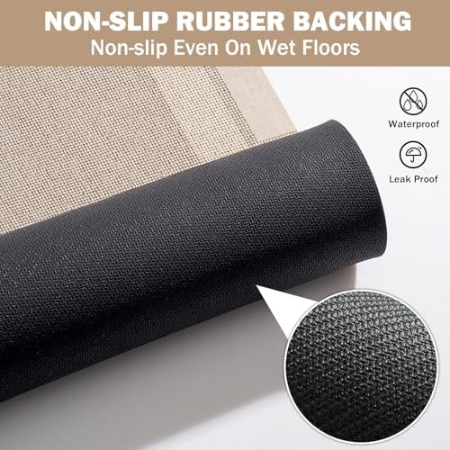 YDKGL Non Slip Bath Mat Thin Bathroom Rugs Fit Under Door Beige 16"x 24"