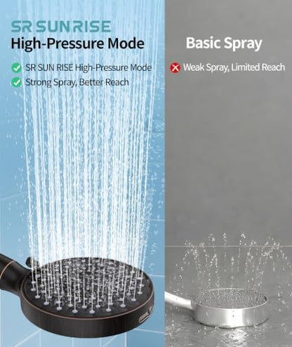 SR SUN RISE Filtered Shower Head with Handheld High Pressure 9 Spray Mode Showerhead Detachable Shower Head Water Softener Filters Beads for Hard Water Remove Chlorine 4 Filters ORB