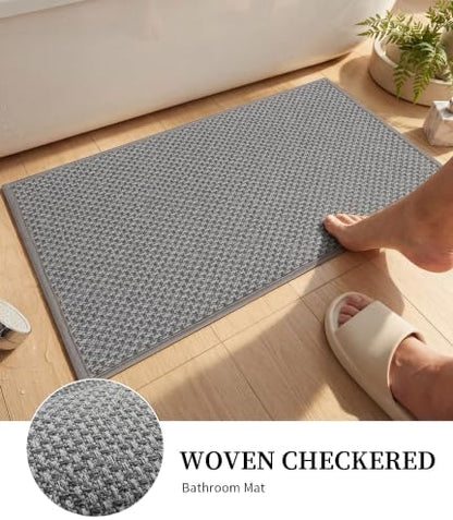 YIHOUSE Light Grey Bathroom Rugs Sets 2 Pieces,Thin Bath Mat Quick Dry