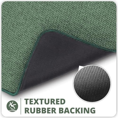 Bath Mat,Ultra Thin Bathroom Runner Rugs,Large Bath Mats for Bathroom,Quick Dry,Non-Slip,Machine Washable,Low Pile,Bath Rug,Shower Outside,Sink,Home Decor Accessories.Green,1'5"x2'11"（17x35inch）