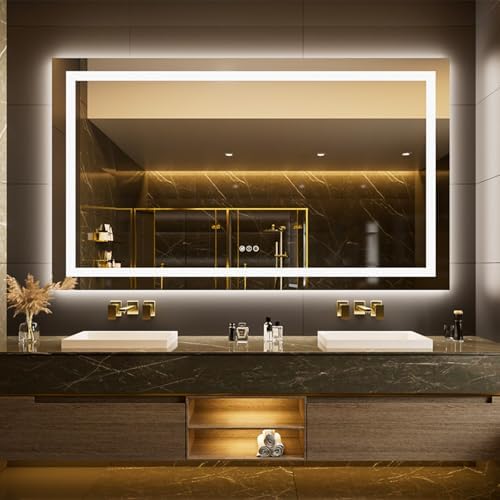 LOAAO 68"X36" LED Bathroom Mirror with Lights, UL Listed