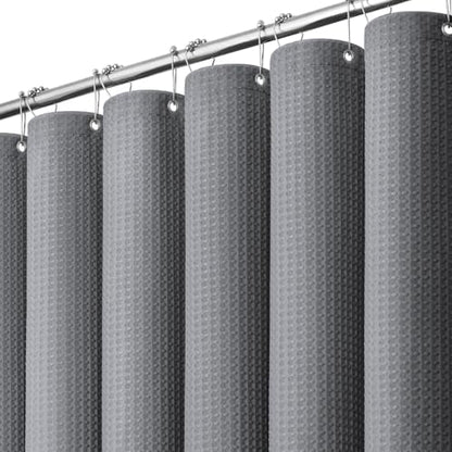 Dynamene Long Waffle Shower Curtain 256 GSM Heavy Fabric 72x80 Grey/Gray