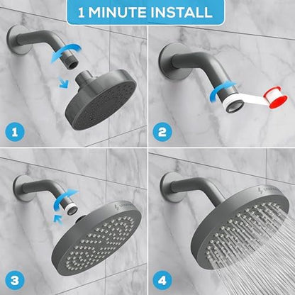 SparkPod Rain Shower Head, 6 Inch Round, Charcoal Grey Finish