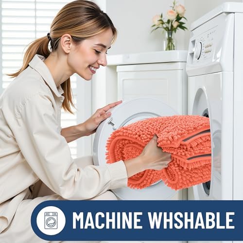 Smiry Bathroom Rugs 47X20, Luxury Chenille Extra Soft Absorbent Bath Mat