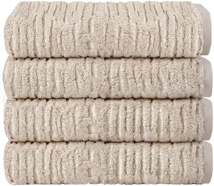 SKL Home CloudSoft 100% Cotton Luxury 4-Piece Bath Towel Set, Oatmeal