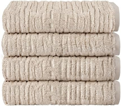 SKL Home CloudSoft 100% Cotton Luxury 4-Piece Bath Towel Set, Oatmeal